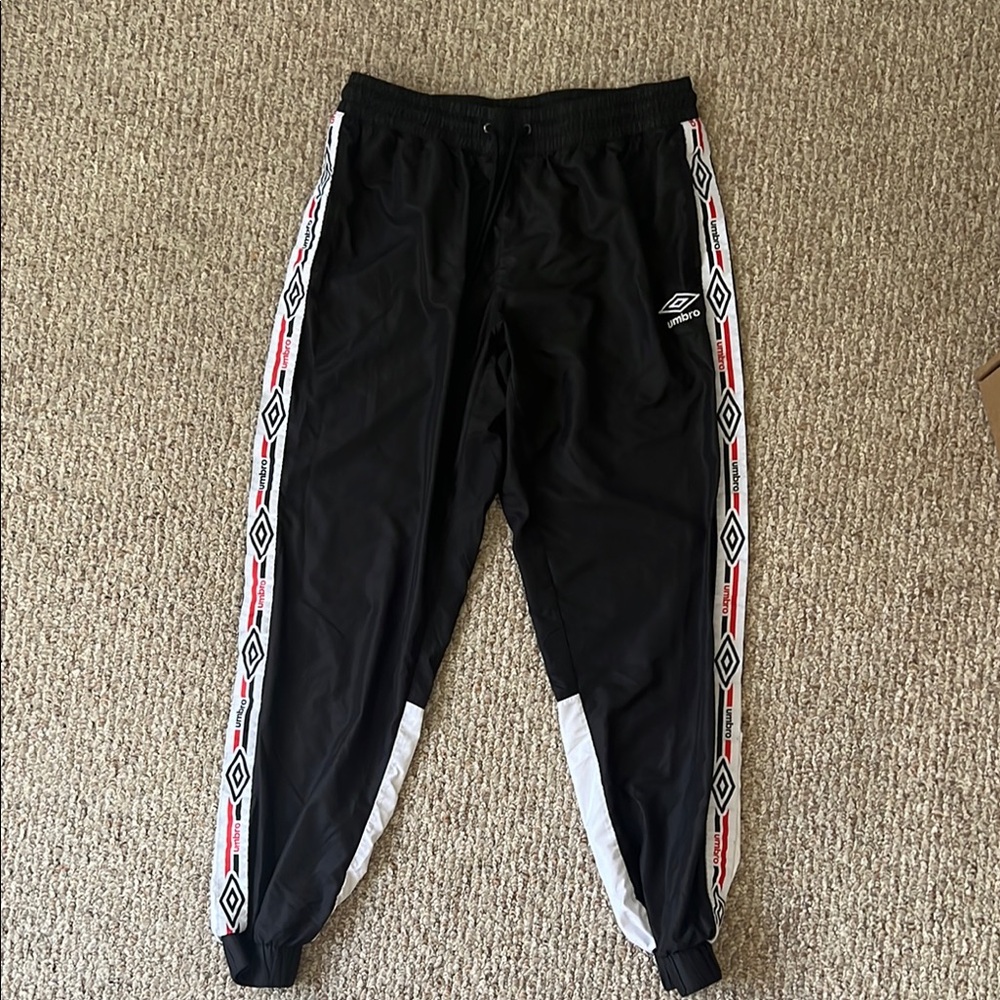 Umbro Black Track Pants with White Accents